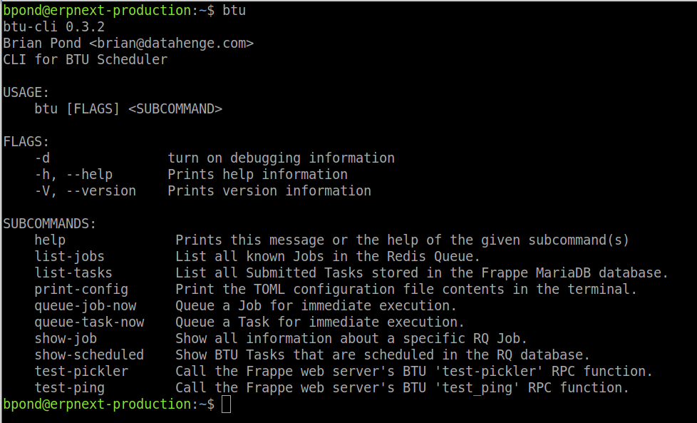 btu-cli 0.3.2 help output